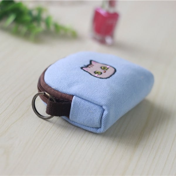 Kolikkokukkaro Avaimenperä Lompakko VAALEAN SININEN KISSA KISA light blue cat-cat