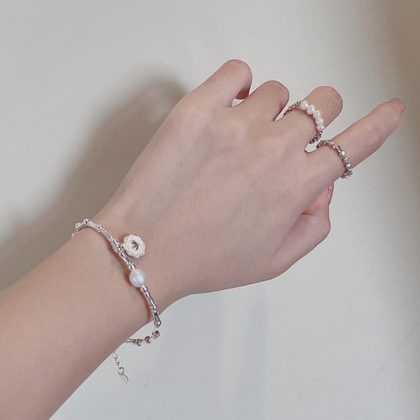 Hjerteformet perlearmbånd halskjede bambusknuter armbånd Bracelet