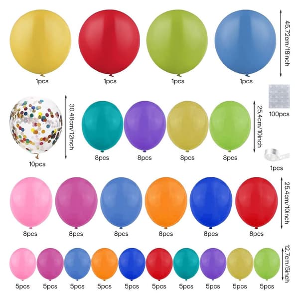 Regnbue Ballonbue Sæt Assorterede Farveballoner