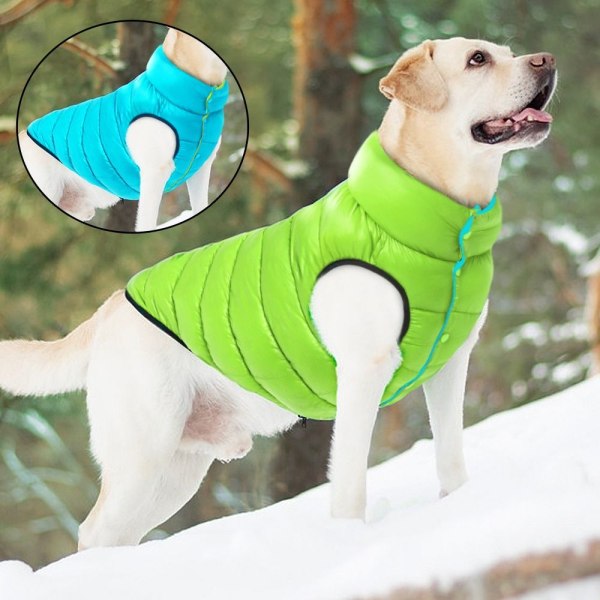 Vendbare hundeklær Hundefrakk for vinterkjæledyr BLÅ&GRØNN S blue&green S