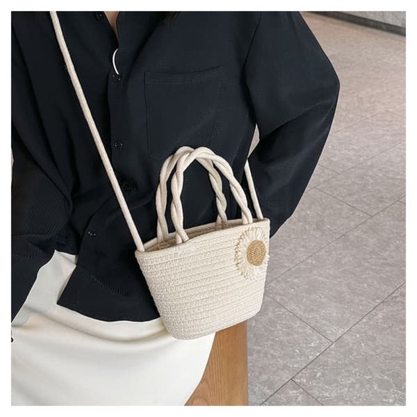 Vävd bomullsväska Sommarstrandväska KHAKI khaki