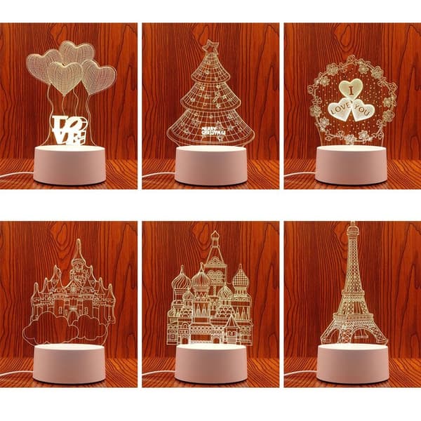 3D Illusjon Nattlys LED Neon Skilt Lampe 2 2 2