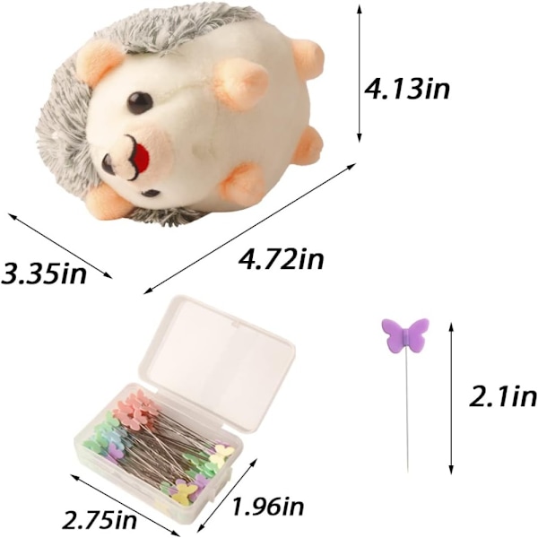 Hedgehog Nålkudde Raka Pins Butterfly Pins