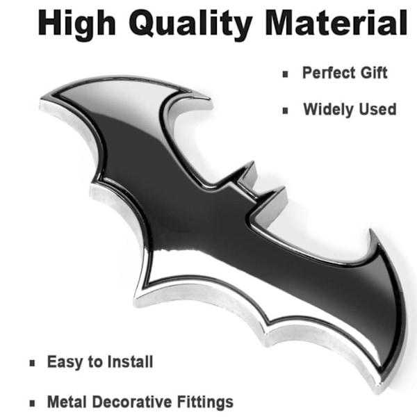 2 stk Bat Car Badge Bat Shape Badge Metal Emblem Sticker SORT black