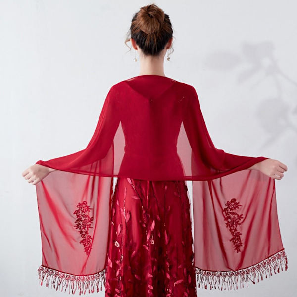 Lace Shawl Wedding Cape WINE RED Wine red