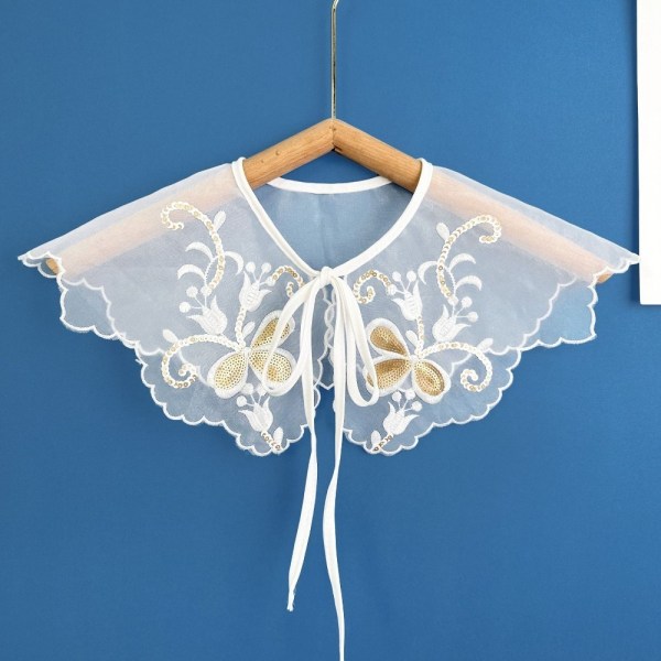 Kvinnors spetskrage Sjalkrage Front Placket krage