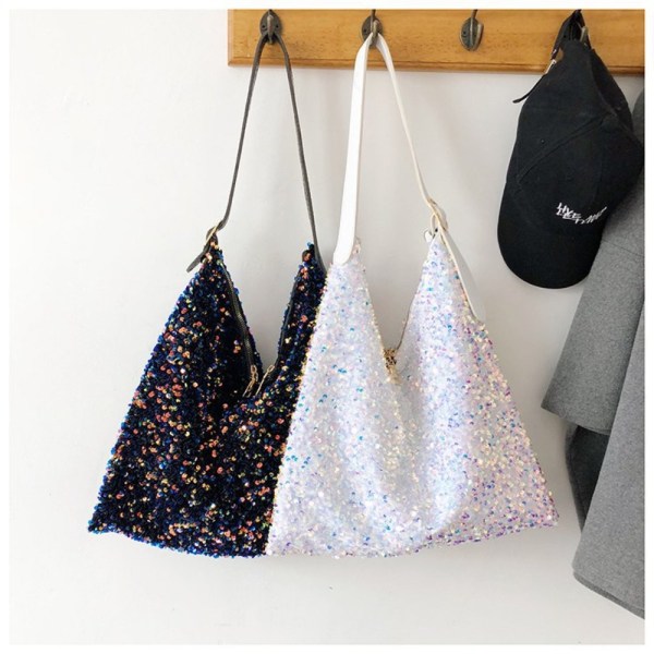 Mode Paillet Håndtaske Kvinder Stor Kapacitet Casual Tote SORT black