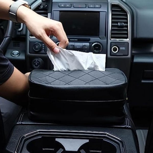 Car Tissue Box Riippuva käsinojalaatikko MUSTA Black