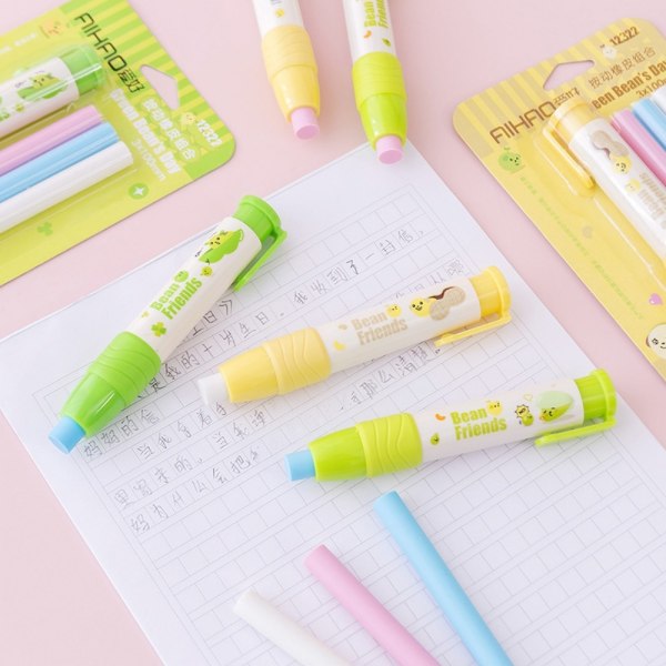 Vaihdettava kynän muotoinen kuminen pyyhekumi Söpö paperitavara uutuus Color Random