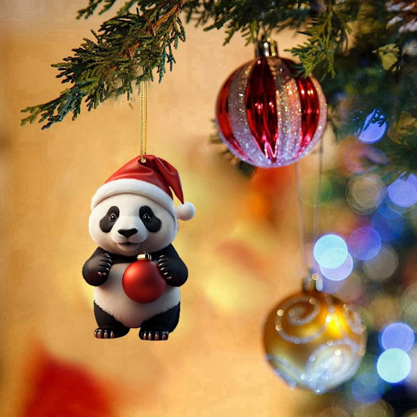 Christmas Panda Nøglering Vedhæng Juletræ Ornament 8 8 8