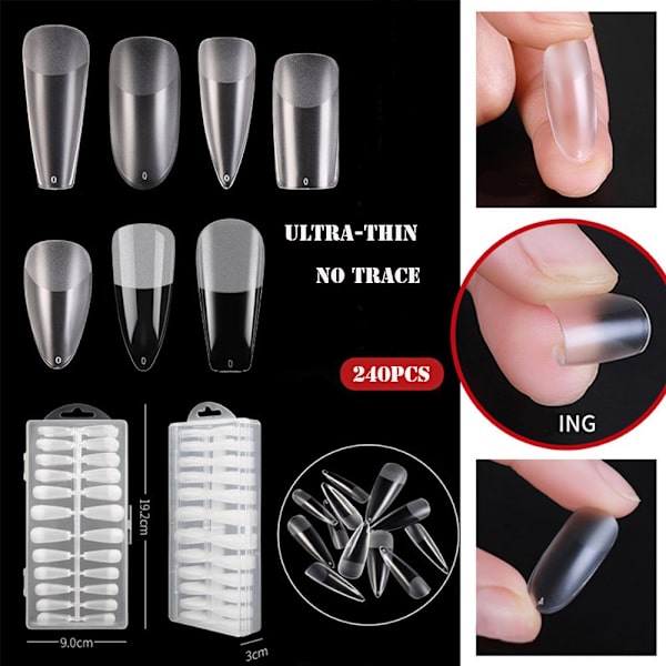 240stk False Nails Ultra Tynd STILETTO STILETTO Stiletto