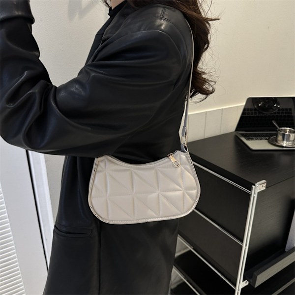 Mode læder skuldertaske Enkel underarm taske SORT Black