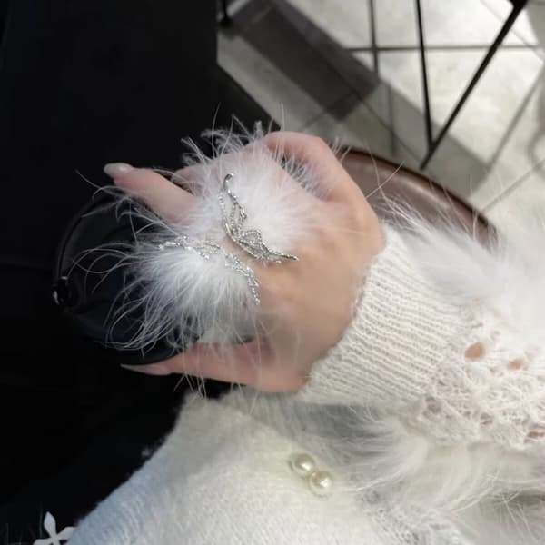 Fjer Sommerfugl Ringe Åbne Ringe Plys Håndværk