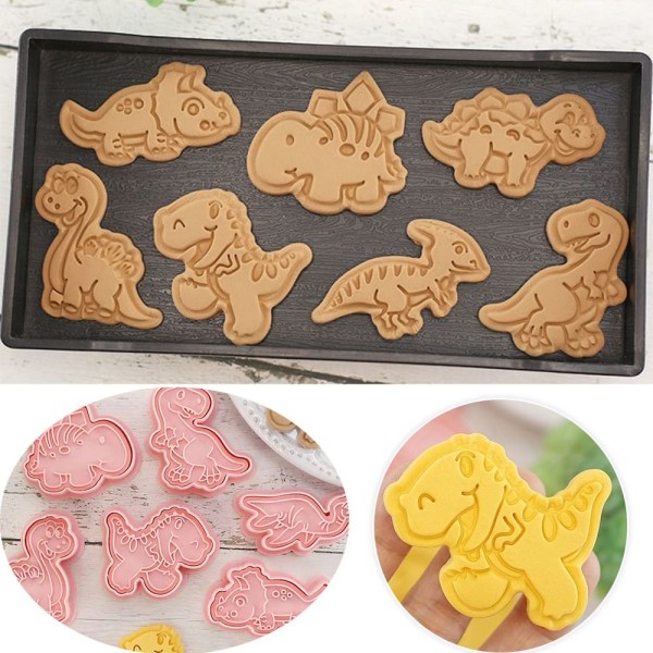 8 stk/sett Cookie Cutters Kjeksform Cookie Stempel DIY Baking