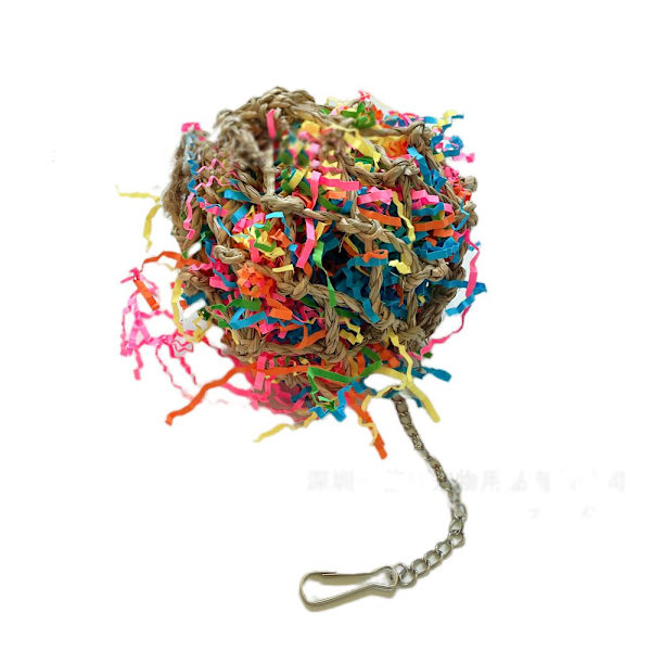 Parrot Toy Grass Woven Färgglad Tear Toy Dekompression Fun Pull