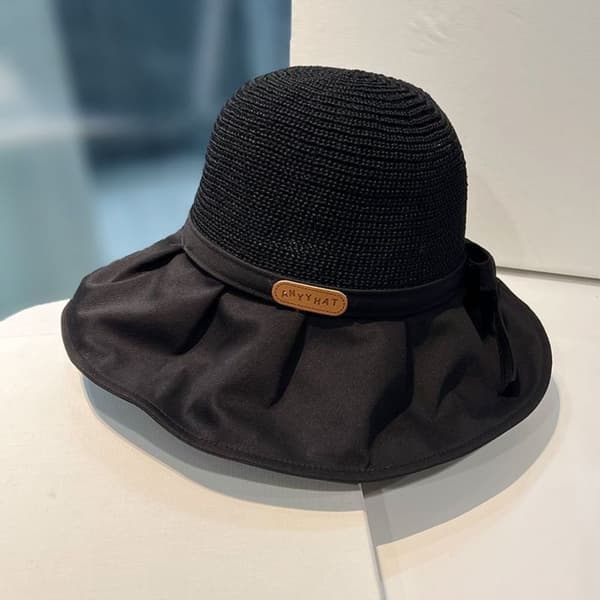 Dame Bucket Hat Stor Bred Skygge Strand Solhatte SORT black