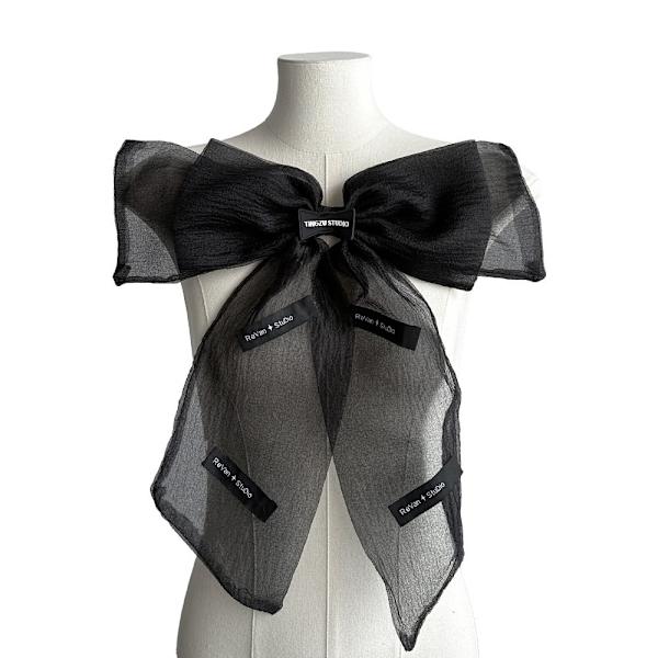 Sløyfe Stoff Patch Blomst Cloth Sticker SVART Black