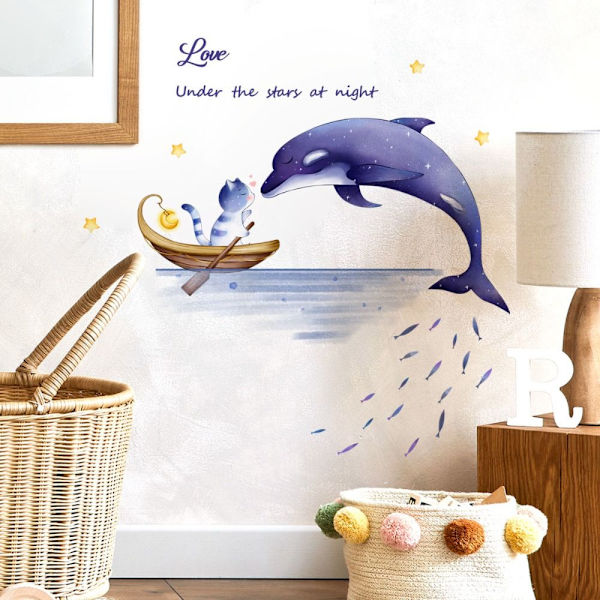 Dolphin Wall Stickers Dyr Wall Decals Peel and Stick