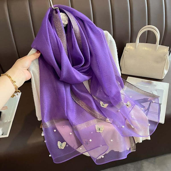 90x90cm Butterfly Brodered Scarf Siden Scarf 4 4 4