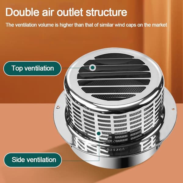 Ventilert regnhatt for skorstein, 100 mm 100mm