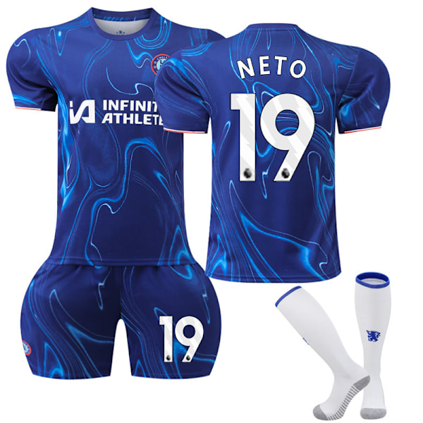 2024-2025 Chelsea Home Kids' Soccer Jersey with socks NO.19 Neto 22