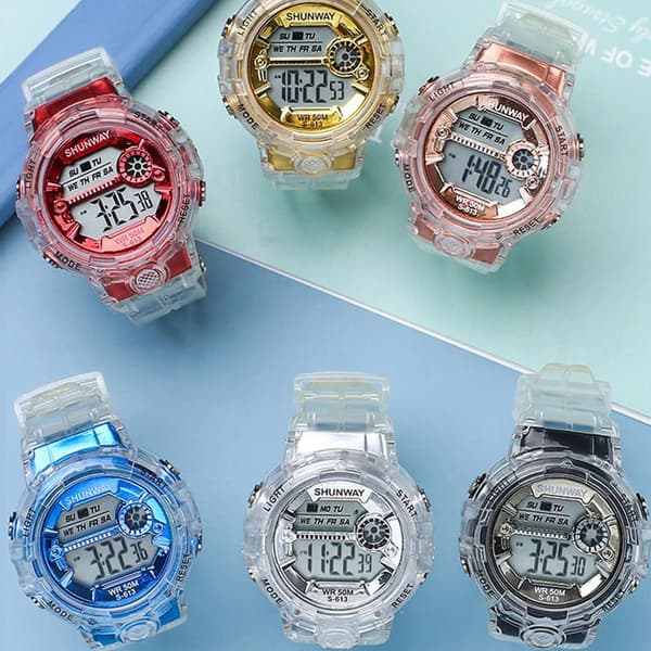 Digital Sportklocka Elektronisk Armbandsur SILVER silver