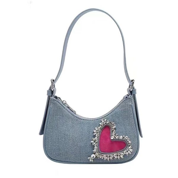 Underarmstaske Skuldertaske Denimtaske med lynlås