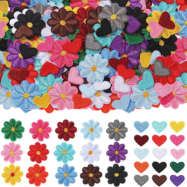 Blomsterlapper Hjerte Lapper Broderi Applikasjon