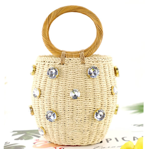 Vand Diamond Grass Woven Bag Håndholdt Rattan Woven Bag LIGHT Light coffee