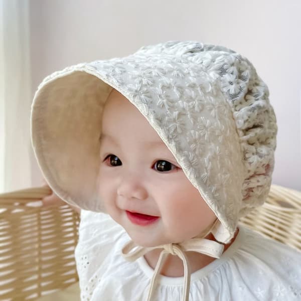 Baby Spetshatt Nyfödd Blomsterhatt BEIGE TYP 2 TYP 2 beige type 2-type 2