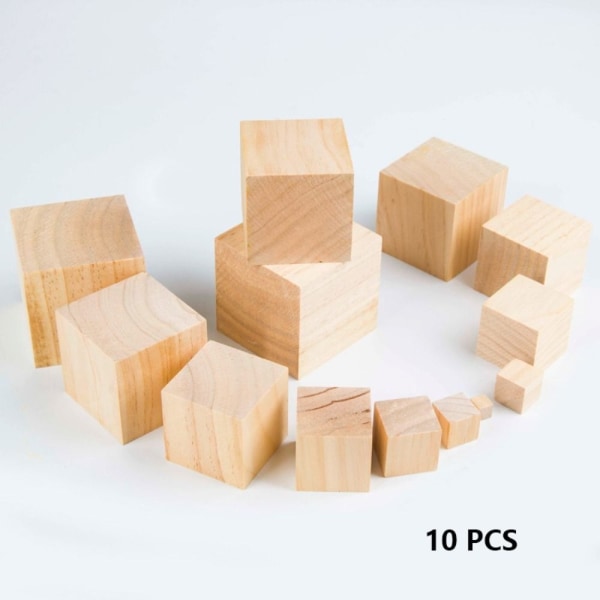10 kpl Puinen Cube Puinen Neliö Block 3X3X3CM 3x3x3cm