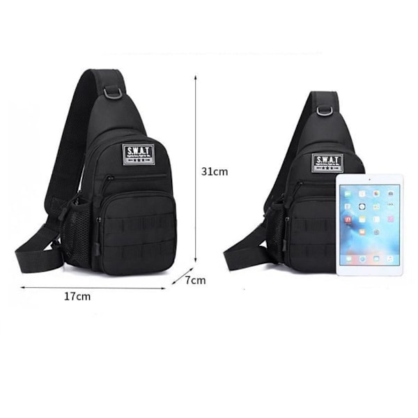 Outdoor Skuldertaske Sling Sport Brysttaske SORT SORT black