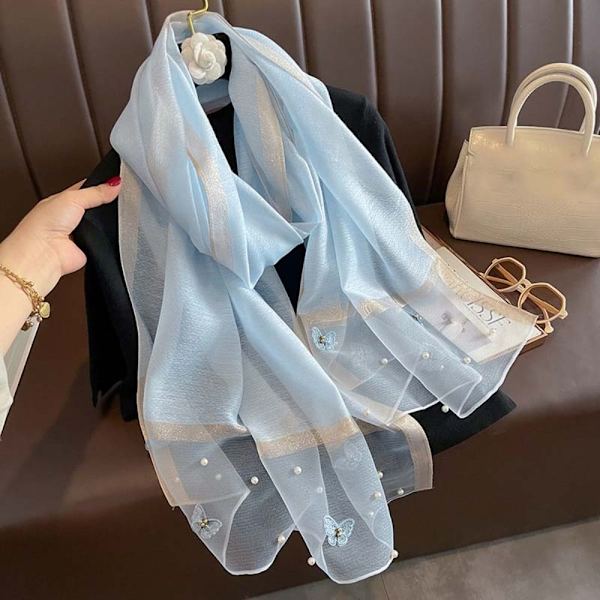 90x90cm Butterfly Brodered Scarf Siden Scarf 5 5 5
