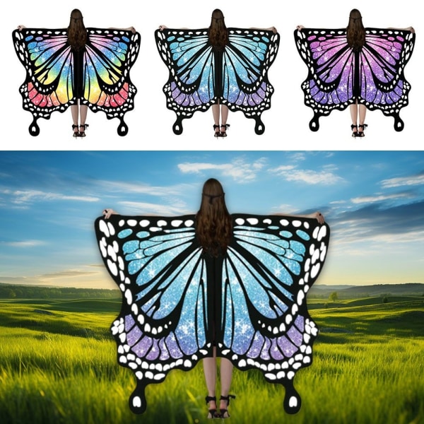 Butterfly Cape Butterfly Wings Sjal LILLA Purple
