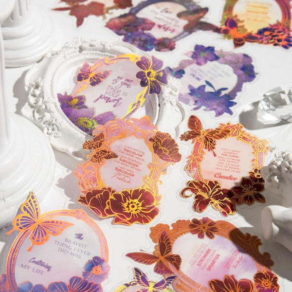 Daglig Planerare Scrapbook Stickers Färgglada fjärilsblomma