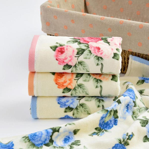 Soft Flower Printing Handdukar Badrumshanddukar ORANGE orange