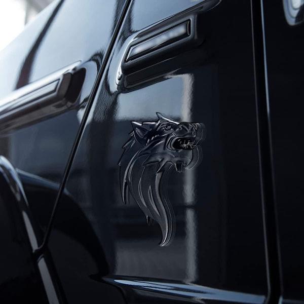 2stk 3D Wolf Head Metal Emblem 3D Emblem Biltilbehør