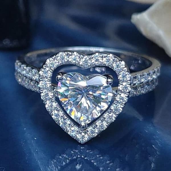 Hjerte Full Diamant Ring Sett Stabelbar Ring STØRRELSE 6 STØRRELSE 6 size 6