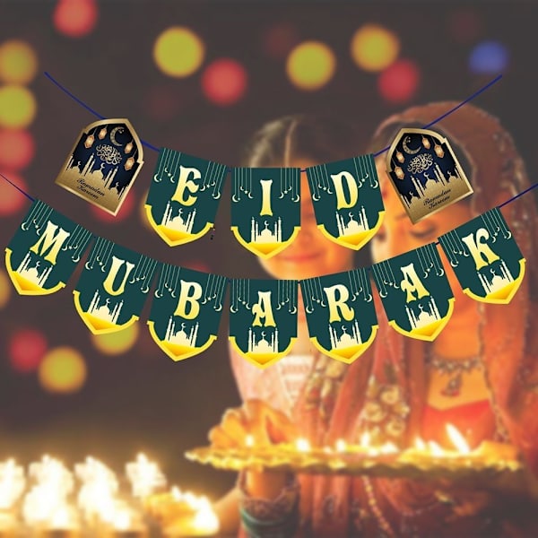 Eid Mubarak Dekorasjoner Ramadan Banner 12 stk KAKETOpper