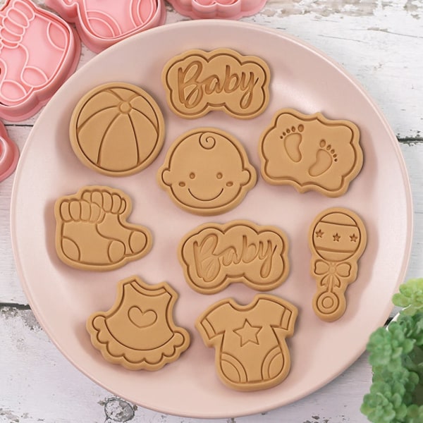 8 stk/sett Cookie Cutters Kjeksform Deigstempel DIY Baking