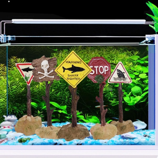 Akvariumdekorasjon Shark Advarselsskilt C C C