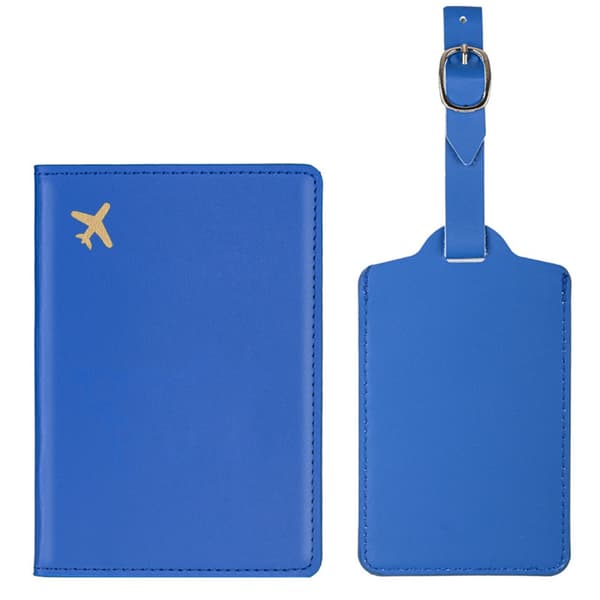 2 st/set Bagageetikettset Passfodral BLÅ blue