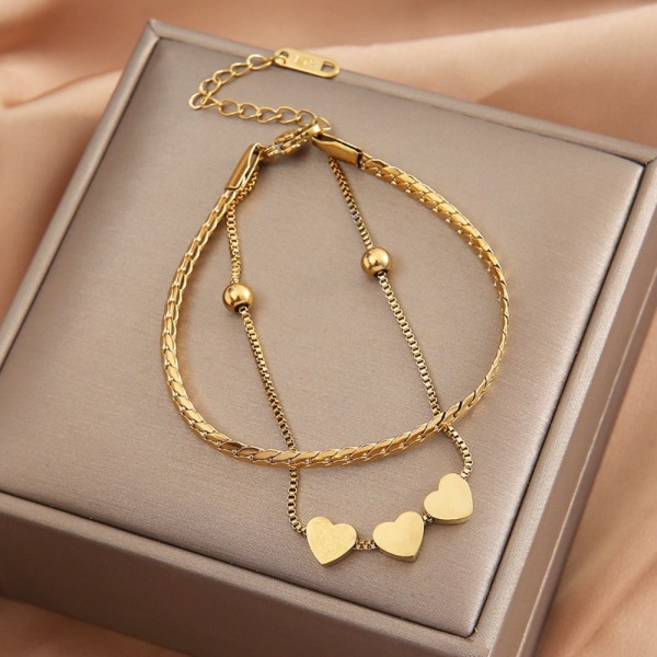 Hjärtformat armband Snake Chain Bangle 1 1 1