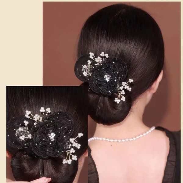 Blomsterhårklemme Hårknoldfremstiller SORT Black