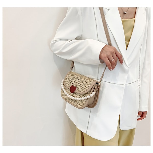Vävd väska Single Shoulder Crossbody-väska KHAKI khaki