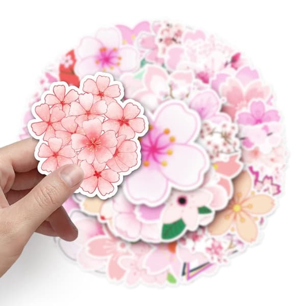 100 kpl Kirsikankukkatarroja Sakura-tarra juomapulloon