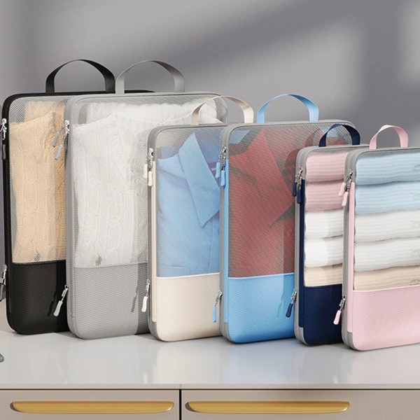 3 stk/sæt Rejsetaske Sammenfoldelig opbevaringstaske PINK pink