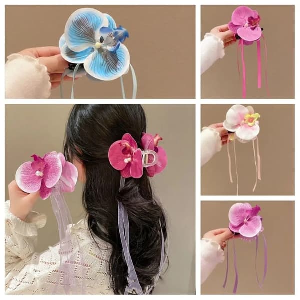 Phalaenopsis-hapsuhiuskoru, kukkia, hiusklipsit, SININEN blue