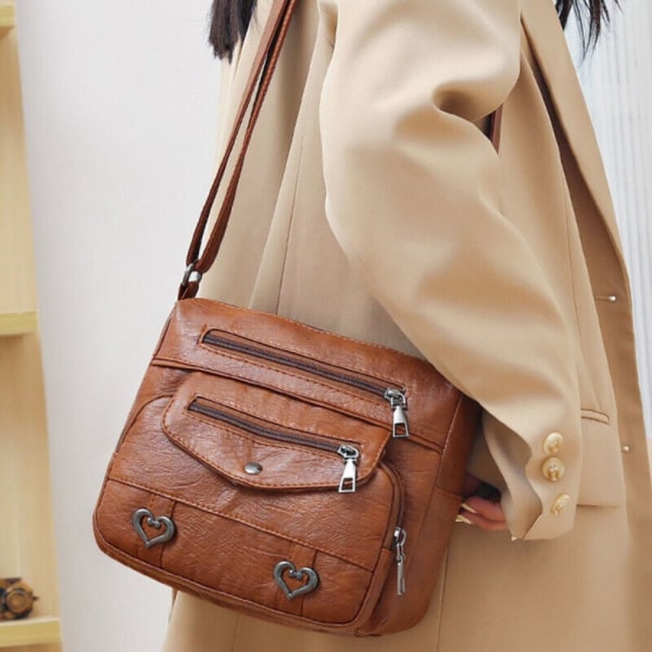 Kvinnor Crossbody Bag Tote Handväska BRUN brown