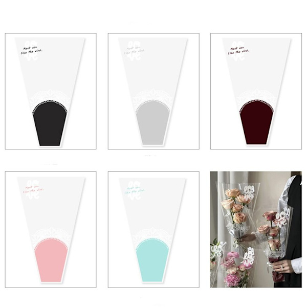 20/30 STK Rose Packing Sleeve Bag Buket Pakkepose SORT Black 20pcs-Multiple-20pcs-Multiple